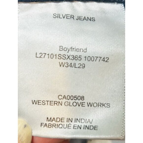 Silver Jeans Boyfriend Jeans Dark Wash Women’s W34 L29 (US 14/16) Light Fading - Picture 3 of 16